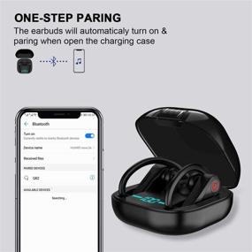 img 3 attached to 🎧 Беспроводные наушники WarehouseWire Bluetooth с микрофоном, крючками для ушей, спортивные наушники TWS стерео-наушники в ухе Bluetooth 5.1 - время воспроизведения 50 часов, зарядный футляр со светодиодным дисплеем - для бегуна, тренажерного зала, работы