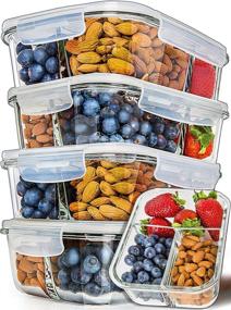 img 4 attached to 🍱 Prep Naturals Glass Meal Prep Containers 3 Compartment 5 Pack - Bento Box Containers Glass Food Storage Containers with Lids - Food Prep Containers Glass Storage Containers with Lids Lunch Containers: Organize and Store Your Meals Hassle-Free