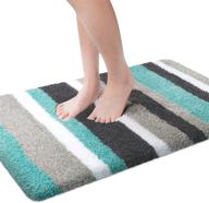 🛁 kmat luxury bathroom rugs bath mat (green-grey) - non-slip plush microfiber shower carpet rug - machine washable & quick dry - ultra shaggy bath mats for tub, bathroom, and shower (32in x 20in) logo