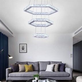 img 2 attached to Cainjiazh Modern Crystal Chandeliers: Big 3 Rings LED Pendant Light for Bedroom, Living & Dining Room