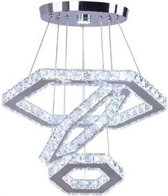 img 4 attached to Cainjiazh Modern Crystal Chandeliers: Big 3 Rings LED Pendant Light for Bedroom, Living & Dining Room