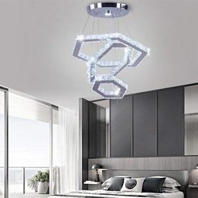 img 1 attached to Cainjiazh Modern Crystal Chandeliers: Big 3 Rings LED Pendant Light for Bedroom, Living & Dining Room