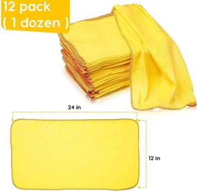 img 3 attached to 🧺 Premium 100% Cotton Nabob Wiper Yellow Dusting Cloth Rag - Pack of 12, Reusable & Washable, Ideal Duster Cloth for Effective Cleaning and Wiping