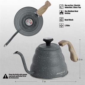 img 1 attached to POLIVIAR Pour Over Coffee Kettle - 32oz Gooseneck Pots with Built-in Thermometer - Precise Temperature Control - Food Grade Stainless Steel - Ideal for Tea and Coffee (JX2020-CKS)