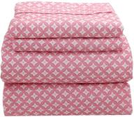 💤 soft and comfortable marquess 4-piece printed flannel sheet set | microfiber bedding sheets | easy care, fade resistant | ultra warm and luxurious bedding collection (queen size, pink blossom) logo