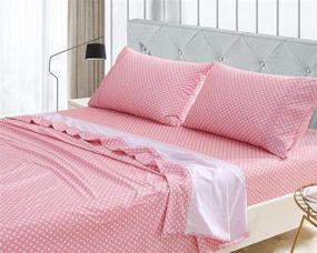 img 3 attached to 💤 Soft and Comfortable Marquess 4-Piece Printed Flannel Sheet Set | Microfiber Bedding Sheets | Easy Care, Fade Resistant | Ultra Warm and Luxurious Bedding Collection (Queen Size, Pink Blossom)