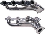 🚀 bbk 40060 1-3/4" shorty tuned length performance exhaust headers for gm truck and suv 6.0l - polished silver ceramic coating logo