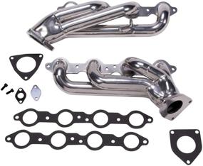 img 2 attached to 🚀 BBK 40060 1-3/4" Shorty Tuned Length Performance Exhaust Headers for GM Truck and SUV 6.0L - Polished Silver Ceramic Coating