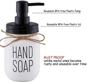 img 2 attached to 🧼 Elwiya Mason Jar Hand and Dish Soap Dispenser Set - Rustic Bathroom and Kitchen Accessories - 16 Ounce Glass Jar, Plastic Pump, and Lid - 2 Pack