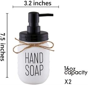 img 3 attached to 🧼 Elwiya Mason Jar Hand and Dish Soap Dispenser Set - Rustic Bathroom and Kitchen Accessories - 16 Ounce Glass Jar, Plastic Pump, and Lid - 2 Pack