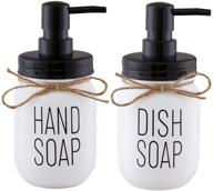 🧼 elwiya mason jar hand and dish soap dispenser set - rustic bathroom and kitchen accessories - 16 ounce glass jar, plastic pump, and lid - 2 pack logo