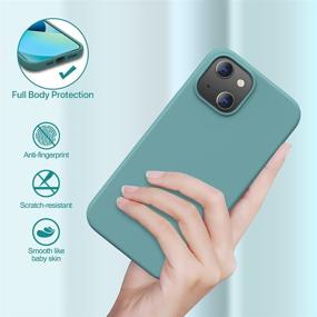 img 1 attached to Miracase iPhone 13 Case 6.1 inch(2021), Soft Liquid Silicone Gel Rubber Full Body Protection Shockproof Cover Case - Midnight Green