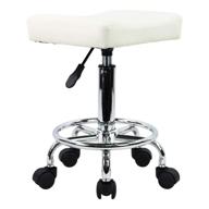 💺 kktoner square rolling stool: height adjustable pu leather swivel chair with footrest - perfect for massage, spa, salon tasks (white) logo