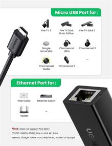img 3 attached to 🔌 UGREEN Ethernet Adapter for Fire TV Stick 4K & More Streaming Sticks - Micro USB to RJ45 Cable with USB Power Supply - 3.3ft
