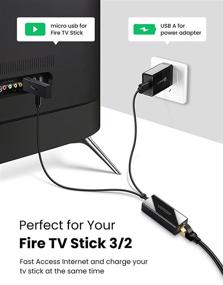 img 2 attached to 🔌 UGREEN Ethernet Adapter for Fire TV Stick 4K & More Streaming Sticks - Micro USB to RJ45 Cable with USB Power Supply - 3.3ft