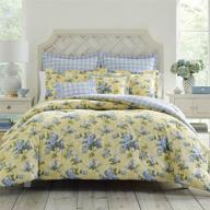 🌼 laura ashley home cassidy collection 7pc luxury ultra comforter set: all-season premium bedding, stylish delicate design for queen bed, soft yellow home décor logo