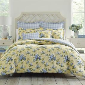 img 4 attached to 🌼 Laura Ashley Home Cassidy Collection 7pc Luxury Ultra Comforter Set: All-Season Premium Bedding, Stylish Delicate Design for Queen Bed, Soft Yellow Home Décor