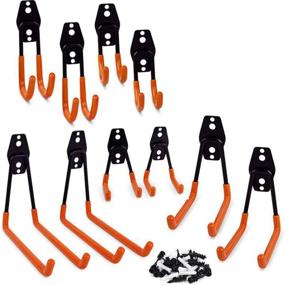 img 4 attached to Versatile and Heavy-Duty: 10 Pack Steel Garage Storage Utility Double Hooks for Organizing Tools, Ladders, Bikes, and More in 5 Different Sizes
