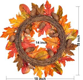 img 2 attached to 🍂 Autumn Harvest Thanksgiving Door Wreath with Pumpkins, Pinecone, Maple Leaf and Berry - 18 Inch Fall Decor for Front Door