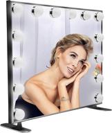 hollywood touch duo tone wide lighted makeup mirror with 14 led bulbs, dressing vanity mirror featuring touch sensor switch in black logo