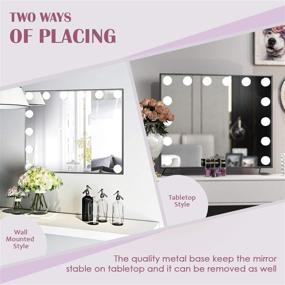 img 2 attached to Hollywood Touch Duo Tone Wide Lighted Makeup Mirror with 14 LED Bulbs, Dressing Vanity Mirror featuring Touch Sensor Switch in Black