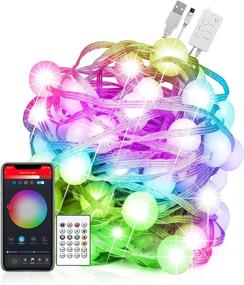 img 4 attached to 🎵 32.8ft Color Changing Smart Fairy Lights with Music Sync, App Control, and Voice Assistant Compatibility - Perfect for Christmas Party, Wedding, Room Décor - Works with Alexa, Google Home - Indoor Twinkle Globe Fairy String Lights