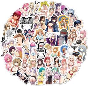 img 4 attached to 🌟 115 Anime Stickers - Vinyl Waterproof Decal Set for Water Bottles, Laptops, Travel Cases, Cars, Skateboards, Motorcycles, Bicycles, Luggage, Guitars & Bikes - Waifu, Cute Design