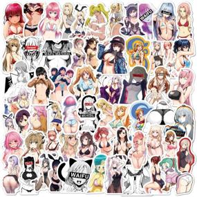 img 3 attached to 🌟 115 Anime Stickers - Vinyl Waterproof Decal Set for Water Bottles, Laptops, Travel Cases, Cars, Skateboards, Motorcycles, Bicycles, Luggage, Guitars & Bikes - Waifu, Cute Design