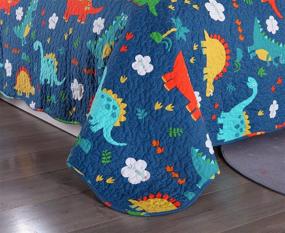 img 3 attached to 🦖 Cozy 100% Cotton Dinosaur Kids Quilt Bedspread Set for Boys & Girls - Twin Size