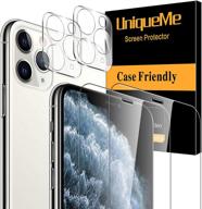 📱 [4 упаковки] uniqueme iphone 11 pro max 6.5-дюймовый - 2 упаковки защитного стекла для экрана и 2 упаковки защитного стекла для камеры - прозрачное стекло с твердостью 9h, без пузырей логотип