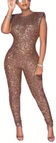 img 2 attached to 👗 Aro Lora Glitter Bodycon Jumpsuits for Women: Clothing, Jumpsuits, Rompers & Overalls