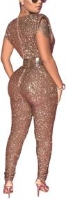 img 3 attached to 👗 Aro Lora Glitter Bodycon Jumpsuits for Women: Clothing, Jumpsuits, Rompers & Overalls