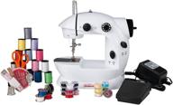 sunbeam mini portable sewing machine with ac adapter, foot pedal, and over 75 piece sewing 🧵 kit – easy set up with drop-in bobbin, double thread and speed, pre-threaded and battery operated included logo