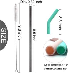 img 1 attached to 🥤 Senneny Set of 5 Stainless Steel Straws with Silicone Flex Tips, Cleaning Brushes, and Portable Bag - Premium Reusable Metal Straws (8mm Diameter, Silver)