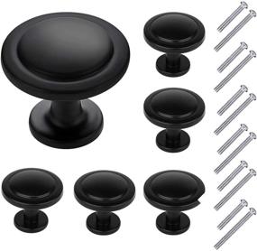 img 4 attached to 🔲 Enhance Your Kitchen and Dresser with BIGLUFU 1-1/4 inch Matte Black Drawer Knobs - 6 Pack