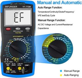 img 1 attached to 🔧 High-Performance Infurider YF-770M Digital Multimeter: 6000 Counts Manual/Manual Range AC/DC Voltage Amp Ohmmeter Tester Meter with Diode Continuity, Capacitance, Temperature, and Mechanical Protection