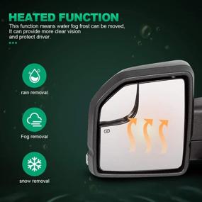 img 3 attached to 🔌 Power Heated Towing Mirrors with Turn Signal for Ford F150 2015-2018 - AUTOMUTO Left and Right Side Tow Mirrors, Driver and Passenger Side Compatible Upgrade