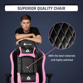 img 3 attached to 🎮 KLIM Esports Pink Gaming Chair with Back and Head Support - Ergonomic, Fully Adjustable, PU Leather - Ideal Gaming Chair for Girls, Boys, Teens, and Adults - Updated 2022 Version - Pink