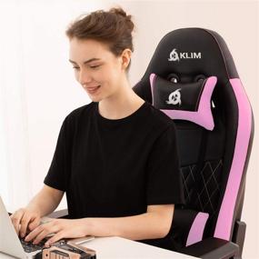 img 2 attached to 🎮 KLIM Esports Pink Gaming Chair with Back and Head Support - Ergonomic, Fully Adjustable, PU Leather - Ideal Gaming Chair for Girls, Boys, Teens, and Adults - Updated 2022 Version - Pink