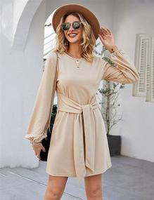 img 2 attached to 👗 Tobrief женская осенняя туника с длинными рукавами и короткой юбкой: стильное вязаное платье с поясом