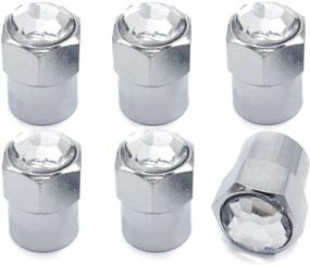 img 4 attached to Улучшите свои колеса с КРИСТАЛЬНЫМИ КРИСТАЛЛОМИ SPARKLE RIDER DIAMOND BLING Tire Valve Stem Caps - 💎 Стильные хромированные воздушные колпачки для клапанов Schrader - идеально подходят для автомобилей, мотоциклов, грузовиков и велосипедов (комплект из 6 штук, прозрачный)