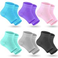 👣 selizo 6 pairs heel moisturizing socks - open toe cracked gel heel socks for women - foot toeless heel repair socks for dry hard cracked feet (6 colors) logo