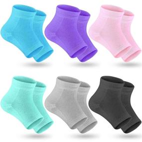 img 4 attached to 👣 Selizo 6 Pairs Heel Moisturizing Socks - Open Toe Cracked Gel Heel Socks for Women - Foot Toeless Heel Repair Socks for Dry Hard Cracked Feet (6 Colors)