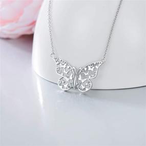 img 3 attached to PEIMKO Filigree Butterfly Necklace Beautiful