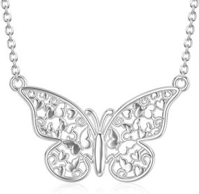 img 4 attached to PEIMKO Filigree Butterfly Necklace Beautiful