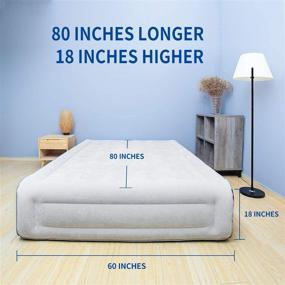 img 1 attached to 🛏️ DIDO Queen Size Air Mattress, Elevated 18-inch Inflatable Bed with Built-in Pump, Flocked Top and Sides - Perfect Blow-up Bed for Guests