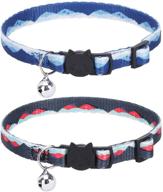 bingpet breakaway cat collar 2 pack with bell – soft, adjustable kitten collar featuring artistic landscape pattern, cute accessories for kitties logo