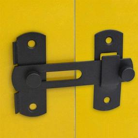 img 1 attached to 🔒 Vintage Locking Door Latch for Barn Sliding Doors, Cabinets, and Closets - Black Stainless Steel Wine Cabinet