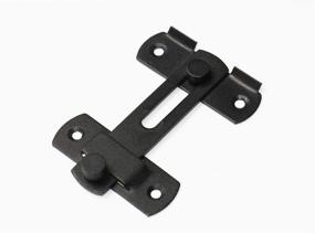 img 3 attached to 🔒 Vintage Locking Door Latch for Barn Sliding Doors, Cabinets, and Closets - Black Stainless Steel Wine Cabinet