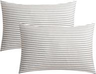 🛏️ jellymoni 100% natural cotton striped standard pillowcases set - 2 pack white and grey patterned covers with envelope closure (pillows not included) логотип